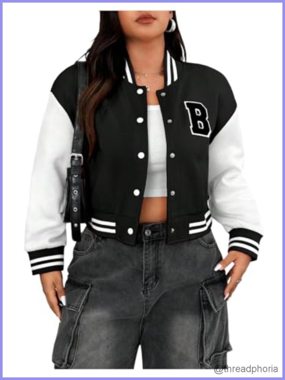Plus Size Varsity Jacket Letter Graphic Color Block Button Down Long Sleeve